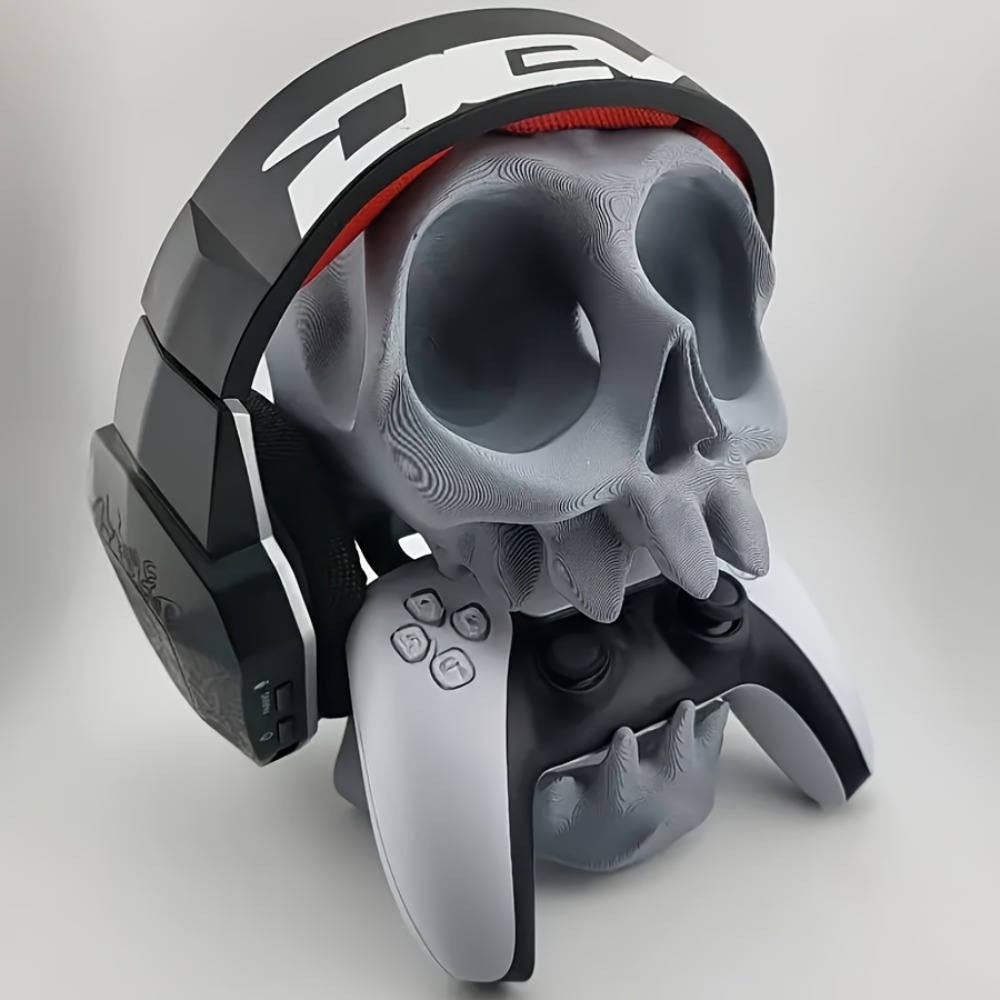 Headphone Stand Desk - Totenkopf-förmiger Controller-Ständer Kopfhörerhalter 2-in-1 Gaming-Zubehör Gotischer
